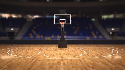 Basketball hoop on indoor court