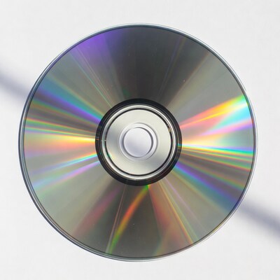 Shiny CD Disc on White Background