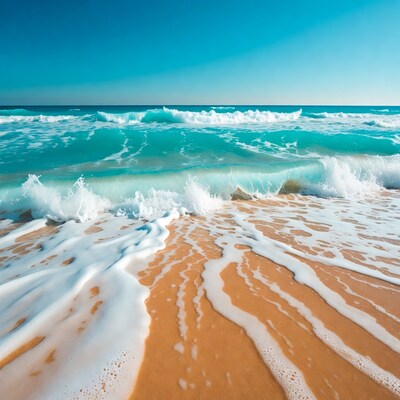 Ocean Waves Crashing on Sandy Beach