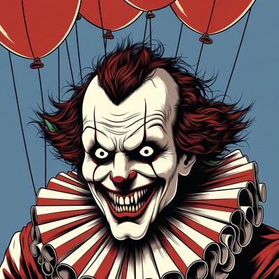 Pennywise clown with red balloons