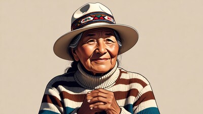 Elderly Indigenous woman in traditional hat