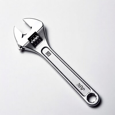 Silver adjustable wrench isolated