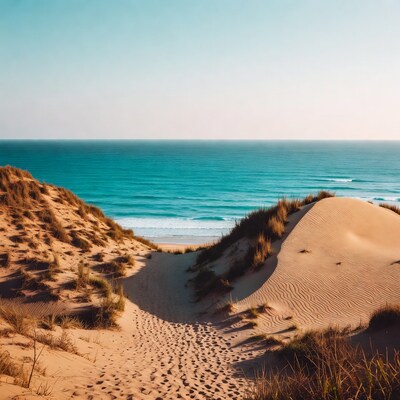 Sand Dunes Path to Turquoise Ocean