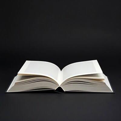 Open book on black background