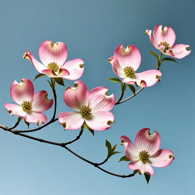 Pink Dogwood Flowers on Branch