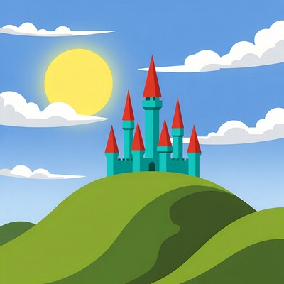 Blue Castle on Green Hill