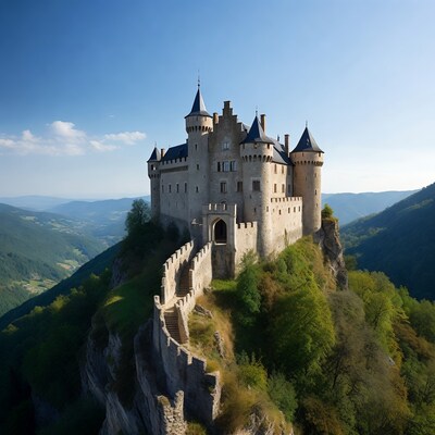 Medieval Castle on Mountain Cliff