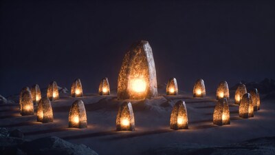Glowing Stonehenge Circle at Night