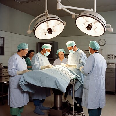 Surgeons performing operation in OR