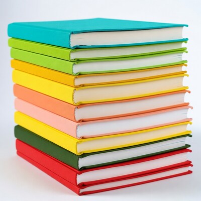 Colorful stack of hardcover books