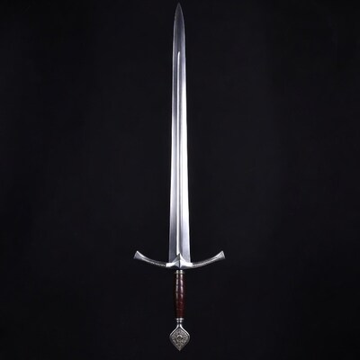 Medieval longsword on black background