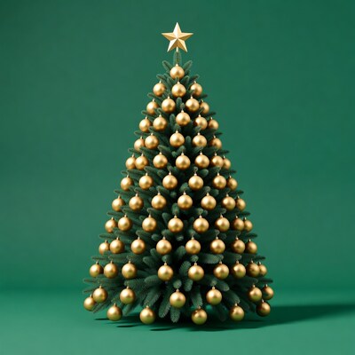 Gold Ornament Christmas Tree with Star