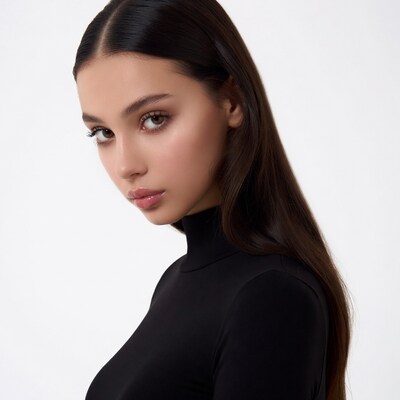 Profile of woman in black turtleneck
