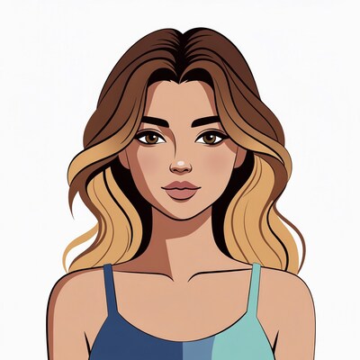 Woman with balayage hair in tank top
