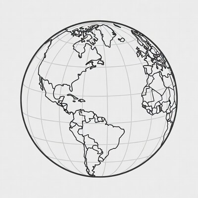 Line Art World Map Globe