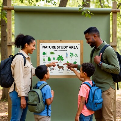 Family viewing nature study area board