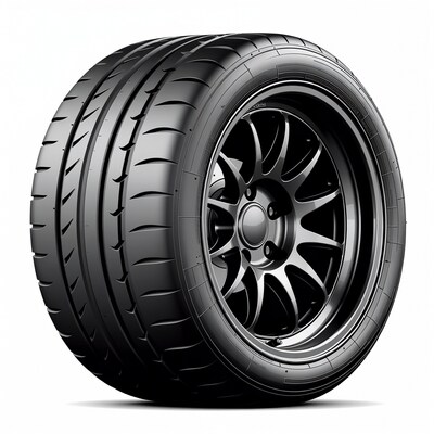 Black performance tire on alloy wheel