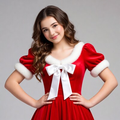 Girl in red Santa dress
