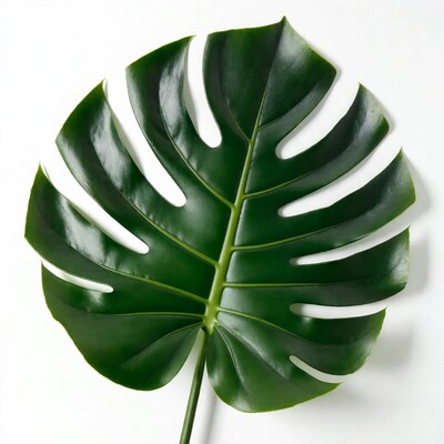 Monstera Leaf on White Background