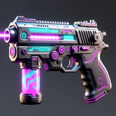 Futuristic Cyberpunk Pistol with Plasma Vial