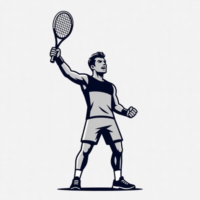 Man celebrating tennis victory