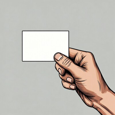 Hand holding blank card