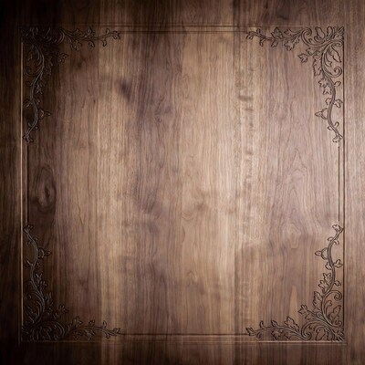 Dark Wood Panel with Ornate Corners