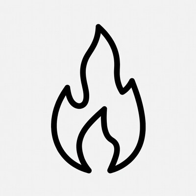 Black line flame icon