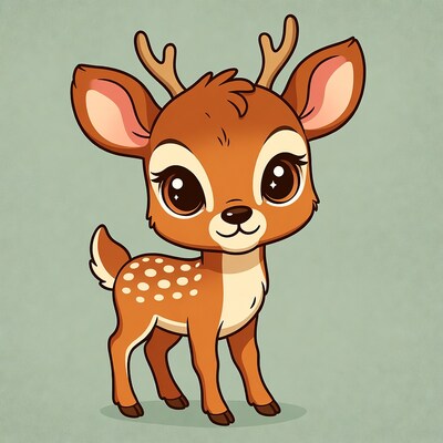 Cute cartoon baby deer