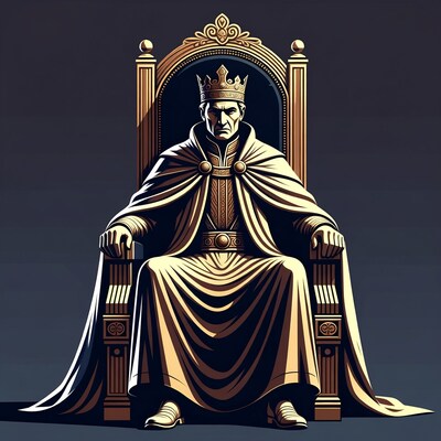 King sitting on golden throne
