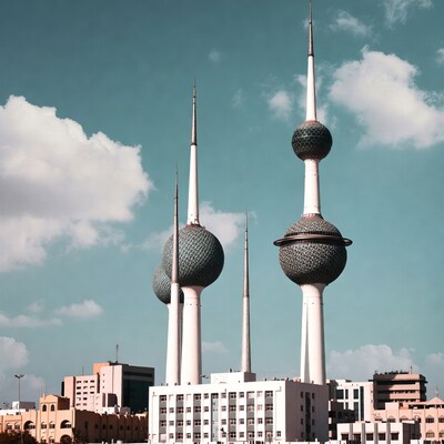 Kuwait Towers with city skyline