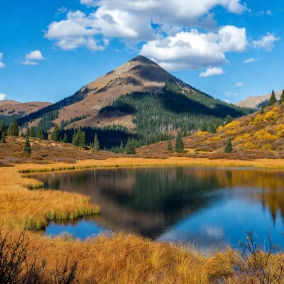 Mountain Lake with Fall Foliage