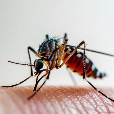 Mosquito on human finger