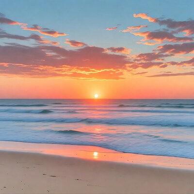 Sunset over ocean beach