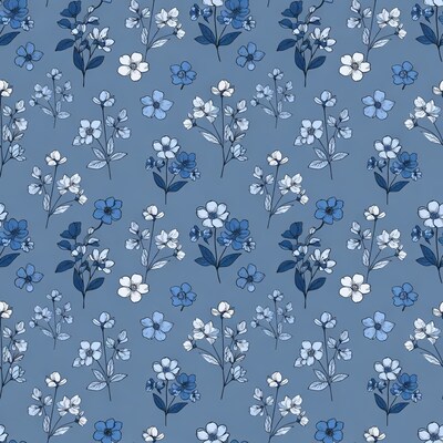 Blue Forget-Me-Not Flowers Seamless Pattern