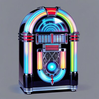 Neon Glowing Retro Jukebox