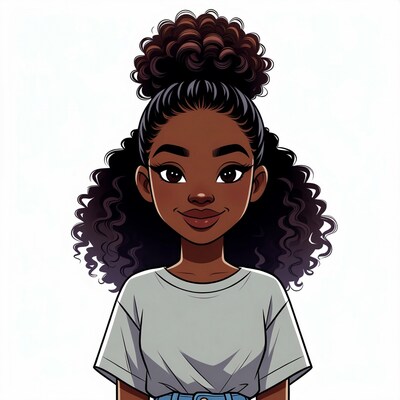 African-American woman with curly hair bun