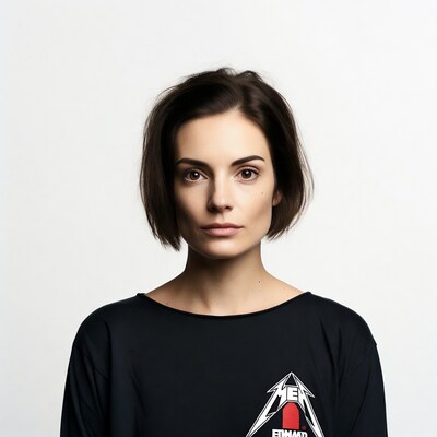 Woman in Metallica band t-shirt
