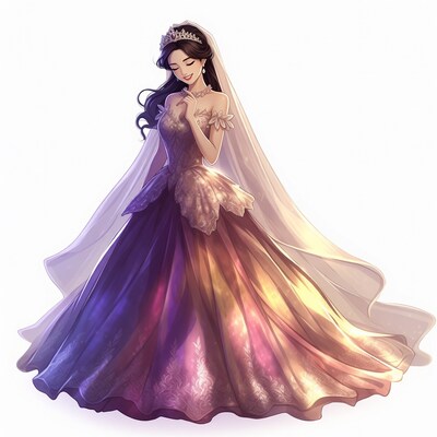 Bride in Purple Wedding Gown