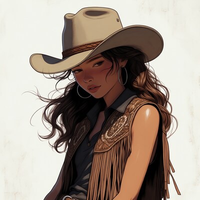 Asian woman in cowboy hat