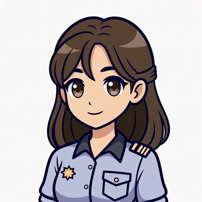Anime policewoman illustration