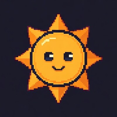 Cute Pixel Art Smiling Sun