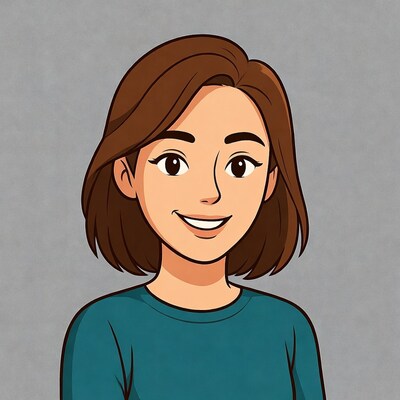 Smiling Asian woman cartoon portrait
