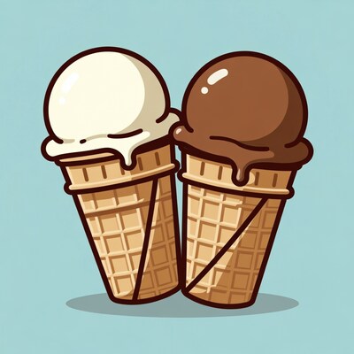 Vanilla and Chocolate Ice Cream Cones