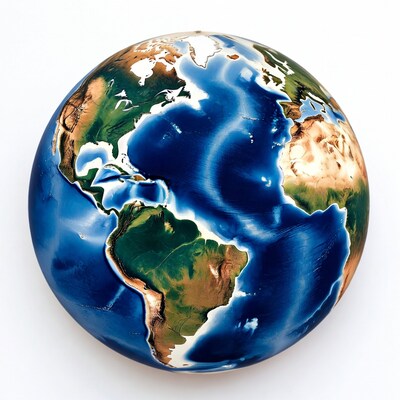 Earth Globe on White Background