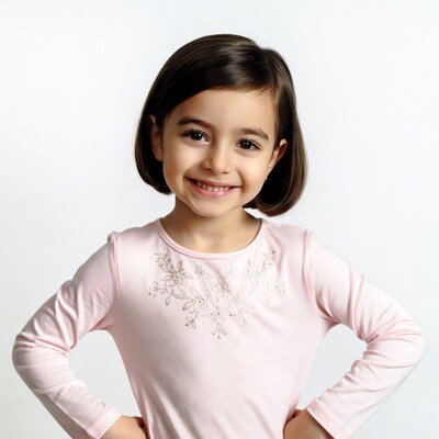 Smiling girl with hands on hips