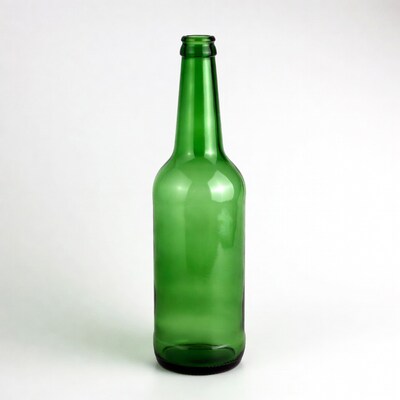 Green glass beer bottle