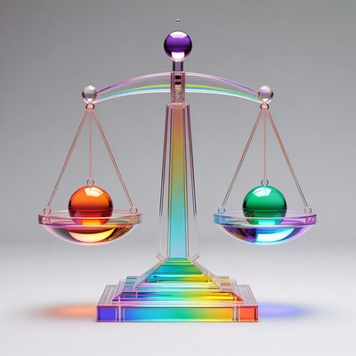 Rainbow Glass Scale with Colored Spheres