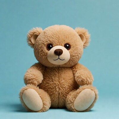 Cute teddy bear on blue background
