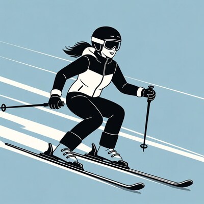 Woman skiing downhill illustration